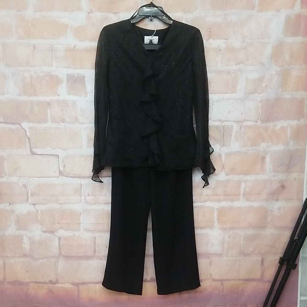 Elegant Black Women's 2pc Pant Set